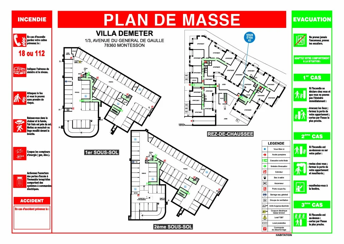 Plan de masse et accès secours NF X 08-070