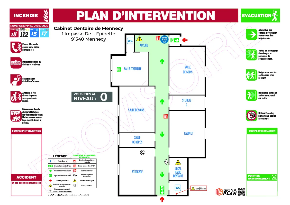 Plan d'intervention des secours conforme NF X 08-070